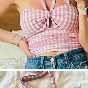 Abercrombie pink gingham halter crop… BRAND NEW - sold out online